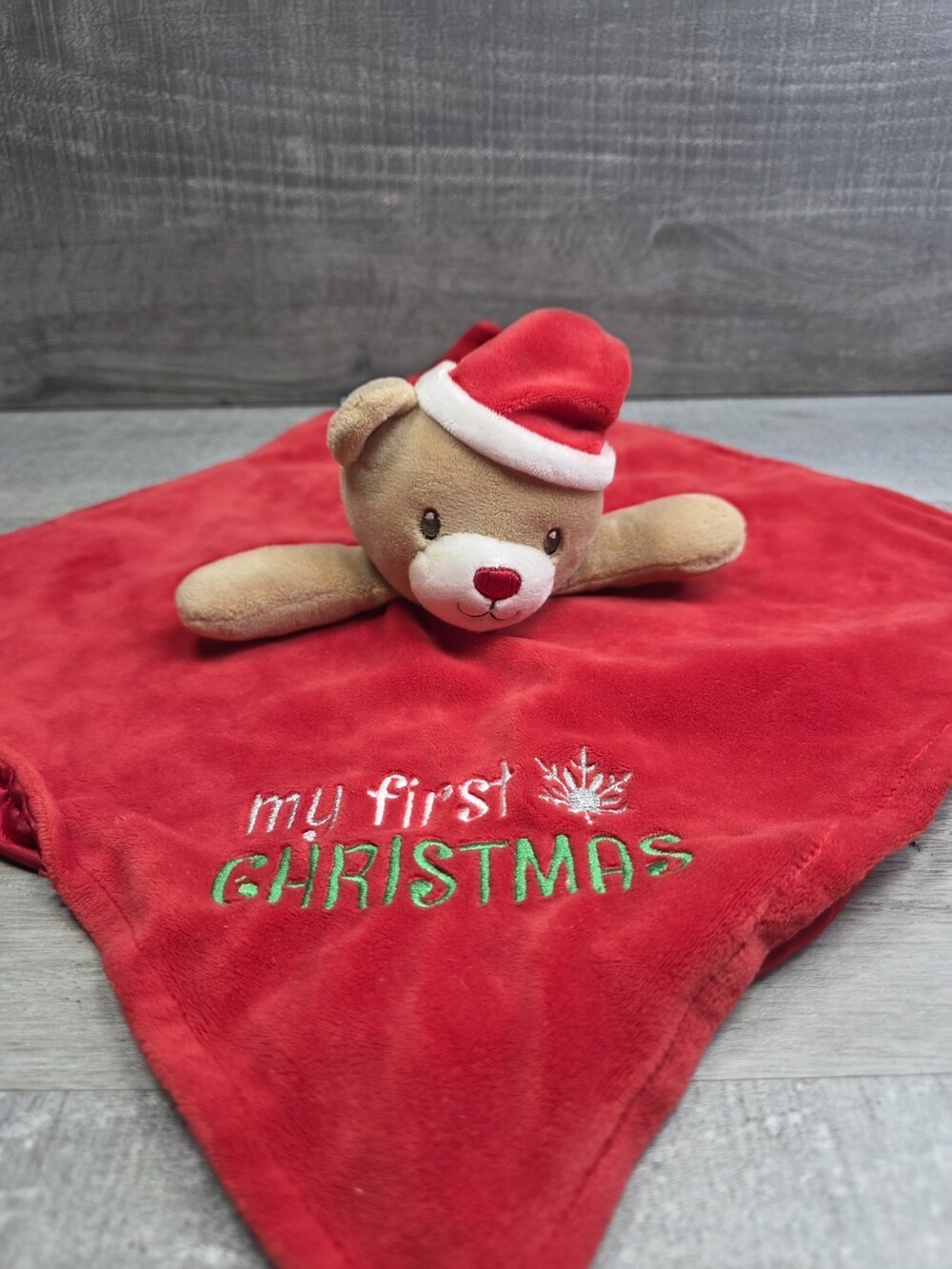 Baby Starter's My First Christmas Teddy Bear Rattle Lovey Blanket b312